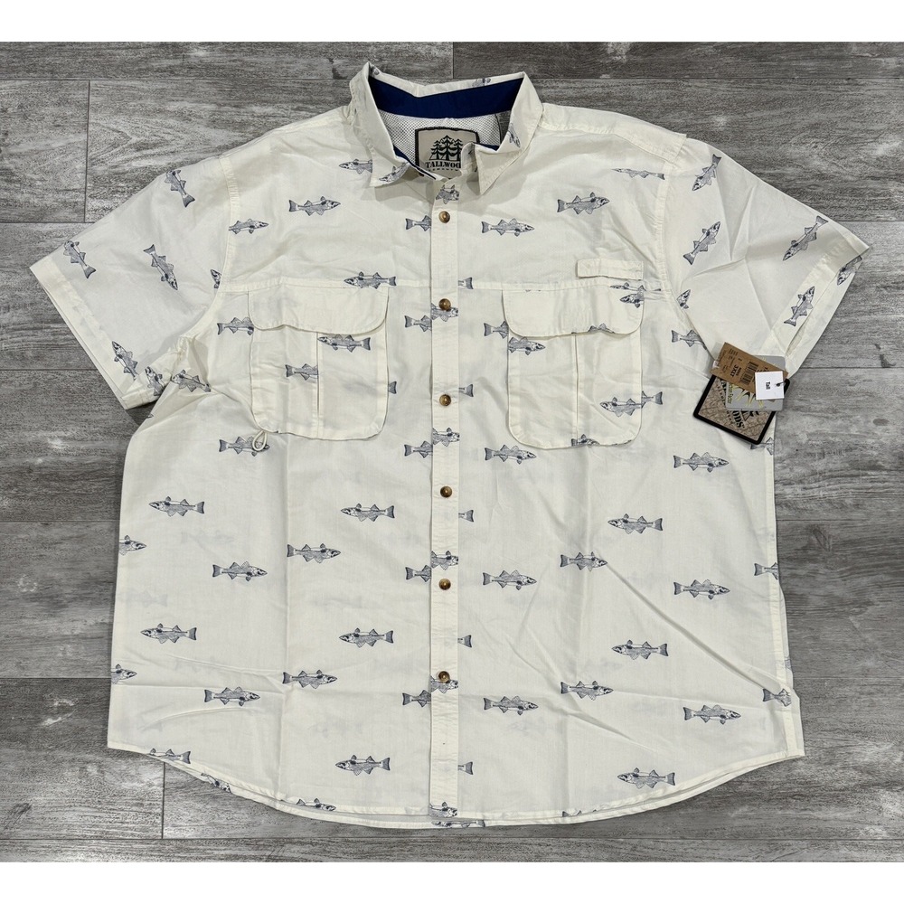 NEW Tallwoods Elementwear Fishing All Over Print Vented Shirt Mens 3XLT UPF 30